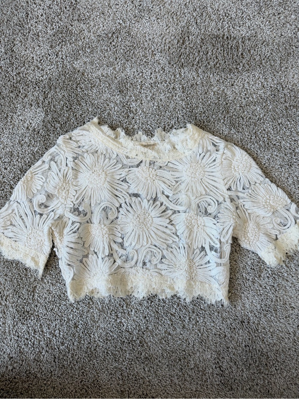 White Floral Lace Crop Top size small
